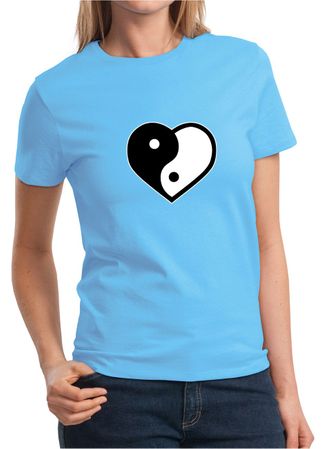 Ladies Yoga Shirt Yin Yang Heart Tee T-Shirt