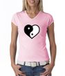 Ladies Yoga Shirt Yin Yang Heart V-neck Tee T-Shirt