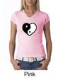Ladies Yoga Shirt Yin Yang Heart V-neck Tee T-Shirt
