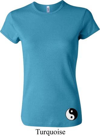 Ladies Yoga Shirt Yin Yang Patch Bottom Print Crewneck Tee T-Shirt
