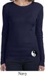 Ladies Yoga Shirt Yin Yang Patch Bottom Print Long Sleeve Tee T-Shirt