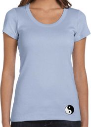 Ladies Yoga Shirt Yin Yang Patch Bottom Print Scoop Neck Tee T-Shirt Ladies Yoga Shirt Yin Yang Patch Bottom Print Scoop Neck Tee T-Shirt