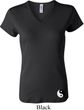 Ladies Yoga Shirt Yin Yang Patch Bottom Print V-neck Tee T-Shirt