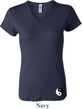 Ladies Yoga Shirt Yin Yang Patch Bottom Print V-neck Tee T-Shirt