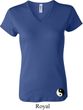 Ladies Yoga Shirt Yin Yang Patch Bottom Print V-neck Tee T-Shirt