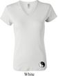 Ladies Yoga Shirt Yin Yang Patch Bottom Print V-neck Tee T-Shirt