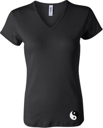Ladies Yoga Shirt Yin Yang Patch Bottom Print V-neck Tee T-Shirt Ladies Yoga Shirt Yin Yang Patch Bottom Print V-neck Tee T-Shirt