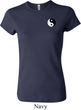 Ladies Yoga Shirt Yin Yang Patch Pocket Print Crewneck Tee T-Shirt