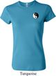 Ladies Yoga Shirt Yin Yang Patch Pocket Print Crewneck Tee T-Shirt