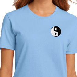 Ladies Yoga Shirt Yin Yang Patch Pocket Print Organic Tee T-Shirt
