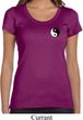 Ladies Yoga Shirt Yin Yang Patch Pocket Print Scoop Neck Tee T-Shirt