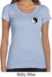 Ladies Yoga Shirt Yin Yang Patch Pocket Print Scoop Neck Tee T-Shirt