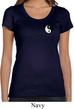 Ladies Yoga Shirt Yin Yang Patch Pocket Print Scoop Neck Tee T-Shirt