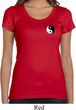 Ladies Yoga Shirt Yin Yang Patch Pocket Print Scoop Neck Tee T-Shirt