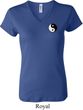 Ladies Yoga Shirt Yin Yang Patch Pocket Print V-neck Tee T-Shirt