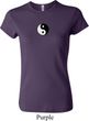 Ladies Yoga Shirt Yin Yang Patch Small Print Crewneck Tee T-Shirt