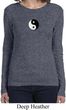 Ladies Yoga Shirt Yin Yang Patch Small Print Long Sleeve Tee T-Shirt