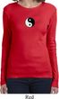 Ladies Yoga Shirt Yin Yang Patch Small Print Long Sleeve Tee T-Shirt
