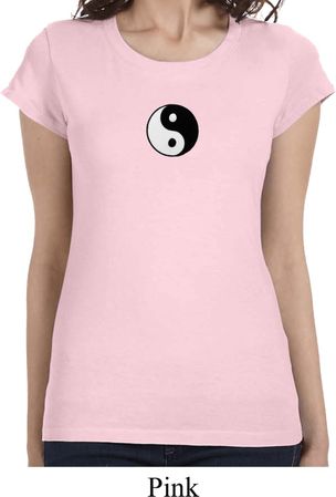 Ladies Yoga Shirt Yin Yang Patch Small Print Longer Length Tee T-Shirt