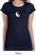 Ladies Yoga Shirt Yin Yang Patch Small Print Longer Length Tee T-Shirt