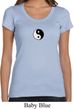 Ladies Yoga Shirt Yin Yang Patch Small Print Scoop Neck Tee T-Shirt