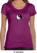 Ladies Yoga Shirt Yin Yang Patch Small Print Scoop Neck Tee T-Shirt