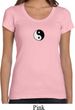 Ladies Yoga Shirt Yin Yang Patch Small Print Scoop Neck Tee T-Shirt
