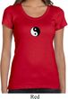 Ladies Yoga Shirt Yin Yang Patch Small Print Scoop Neck Tee T-Shirt