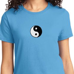 Ladies Yoga Shirt Yin Yang Patch Small Print Tee T-Shirt