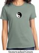 Ladies Yoga Shirt Yin Yang Patch Small Print Tee T-Shirt