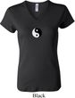 Ladies Yoga Shirt Yin Yang Patch Small Print V-neck Tee T-Shirt