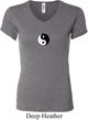 Ladies Yoga Shirt Yin Yang Patch Small Print V-neck Tee T-Shirt