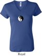 Ladies Yoga Shirt Yin Yang Patch Small Print V-neck Tee T-Shirt