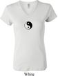 Ladies Yoga Shirt Yin Yang Patch Small Print V-neck Tee T-Shirt