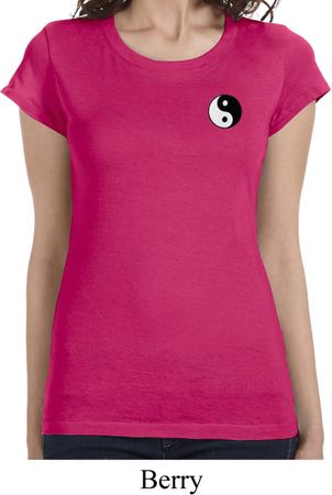 Ladies Yoga Shirt Yin Yang Patch Pocket Print Longer Length Tee