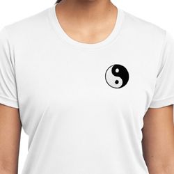 Ladies Yoga Shirt Yin Yang Patch Pocket Print Moisture Wicking Tee