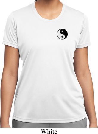 Ladies Yoga Shirt Yin Yang Patch Pocket Print Moisture Wicking Tee