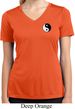 Ladies Shirt Yin Yang Patch Pocket Print Moisture Wicking V-neck Tee