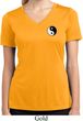 Ladies Shirt Yin Yang Patch Pocket Print Moisture Wicking V-neck Tee