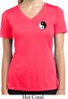Ladies Shirt Yin Yang Patch Pocket Print Moisture Wicking V-neck Tee
