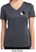 Ladies Shirt Yin Yang Patch Pocket Print Moisture Wicking V-neck Tee