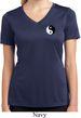 Ladies Shirt Yin Yang Patch Pocket Print Moisture Wicking V-neck Tee