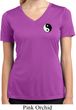 Ladies Shirt Yin Yang Patch Pocket Print Moisture Wicking V-neck Tee