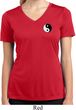 Ladies Shirt Yin Yang Patch Pocket Print Moisture Wicking V-neck Tee