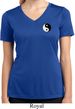 Ladies Shirt Yin Yang Patch Pocket Print Moisture Wicking V-neck Tee