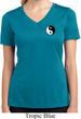 Ladies Shirt Yin Yang Patch Pocket Print Moisture Wicking V-neck Tee