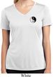 Ladies Shirt Yin Yang Patch Pocket Print Moisture Wicking V-neck Tee