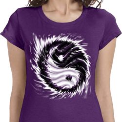Ladies Yoga Shirt Yin Yang Sun Longer Length Tee T-Shirt
