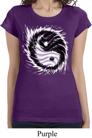 Ladies Yoga Shirt Yin Yang Sun Longer Length Tee T-Shirt