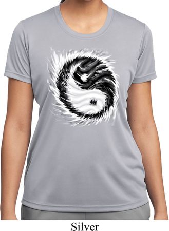 Ladies Yoga Shirt Yin Yang Sun Moisture Wicking Tee T-Shirt